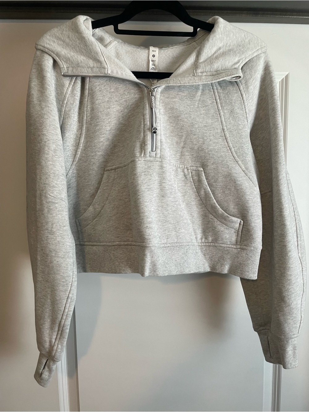 lululemon athletica Light Gray Cropped Half-Zip Hoodie